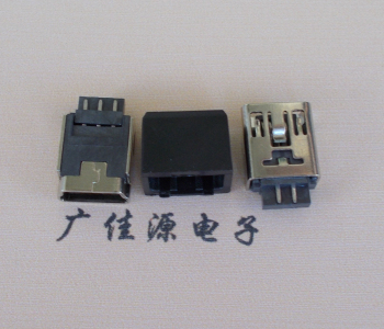 岳阳MINI USB 5Pin接口 带护套焊线母座 B型180度铜壳