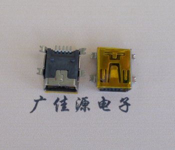 岳阳MINI USB 5P 接口 母座 全贴带麦拉 高9.6带0.9柱子