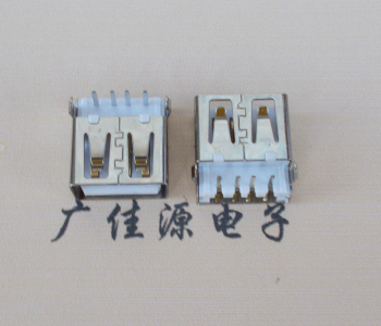 岳阳USB母座接口 AF90度沉板1.9引脚4P插件白胶芯直边