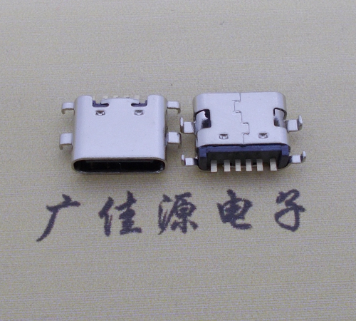 岳阳简易充电type c6P母座沉板1.6mm接口