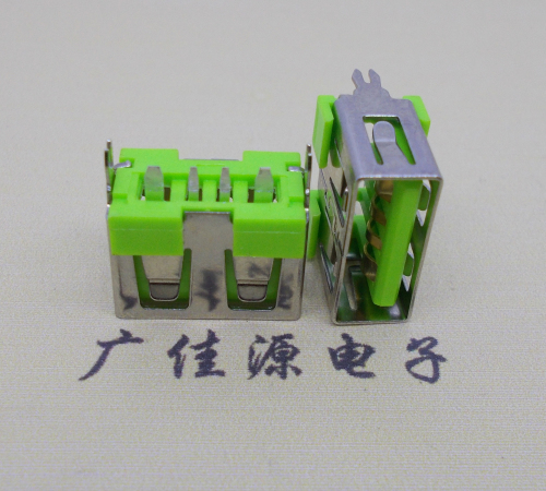 岳阳usb立插母座 短体10.0绿色胶芯 快充大电流接口