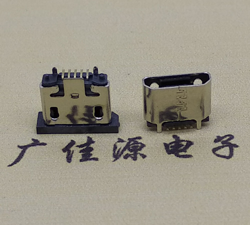 岳阳micro usb5p母座立式贴板H=5.1无边有柱