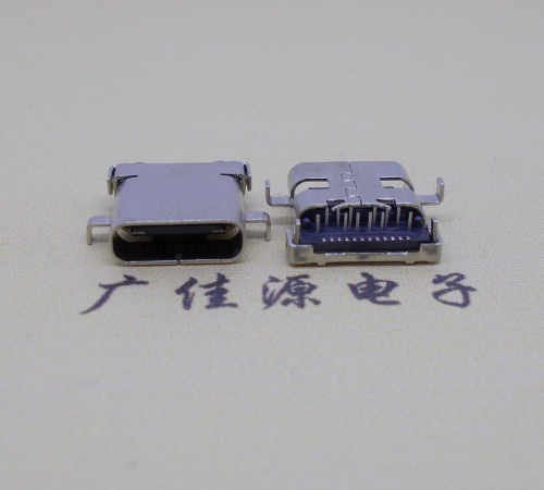 岳阳卧式沉板usb 3.1 type-c24p母座,端前插后贴smt连接器