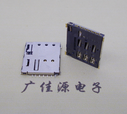 岳阳NANO SIM 自弹式卡座 1.37H 带CD测试7Pin 手机卡座连接器